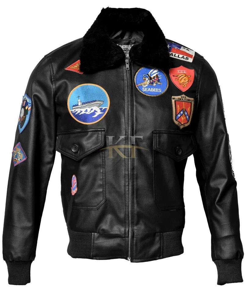 Top Gun Inspired Men's Flight Aviator Real Leather Jacket